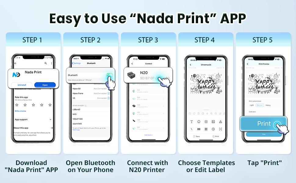 Label Maker Machine with Tape, Wireless Bluetooth Label Maker Sticker Printer for iOS, Android, Windows, Mac, Chromebook, Portable Thermal 2 Inch Label Printer for TT Shop, Etsy, Shopify and Local Small Business, Barcode, Address, Logo, Clothing