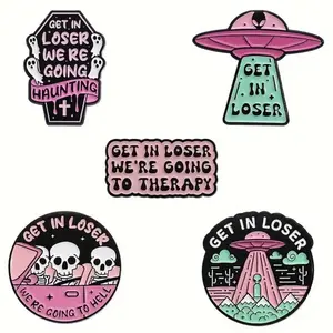Funny “get in loser” enamel pins