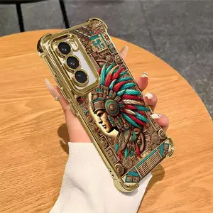 Mysterious Maya style totem personalized phone case Suitable For SAMSUNG GALAXY S26 S25 S22 S23 S24 FE ULTRA PLUS electroplated anti drop soft case phone case 016 Cover Smartphone Protective Cellphone Casing  #YGSJDQZ1