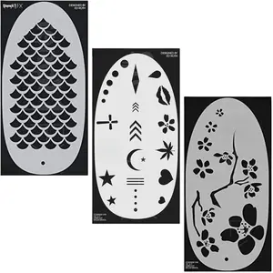 Stencil1FX 3 Pack - Mermaid Scales + Tattoo Marks + Cherry Blossom - Eye Makeup Stencil for Costumes, Dress Up, Halloween, Cosplay, Arts, Face Painting