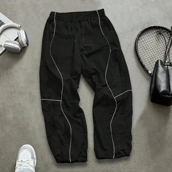Men’s striped casual straight-leg loose-fit versatile athletic long pants for spring and autumn
