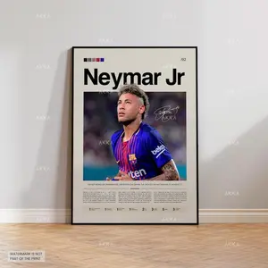 Neymar Jr Barcelona Poster, Framed O'Ney Art, Football Fan Gift