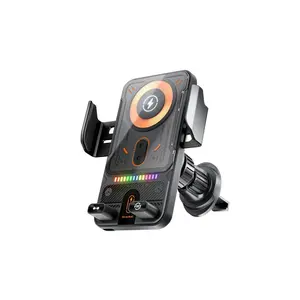 15W Car Wireless Charger, Wireless Fast Charging, Fast Charging Solution, Car Phone Holder with Light, Rotating Car Wireless Mobile Charger, Phone Accessories for iPhone 15/14/13/12/11 Pro Max and Samsung Galaxy S23 Ultra/S22/S21/S20