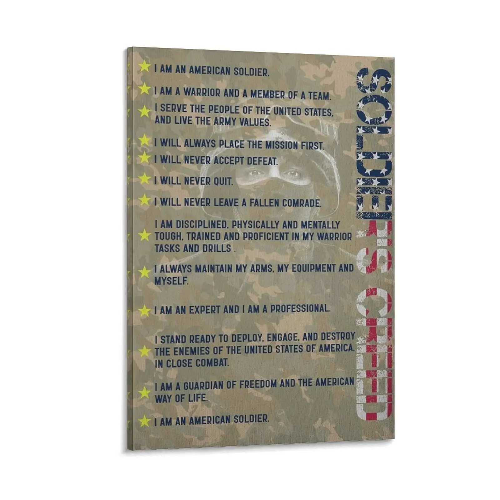 US Army Soldiers Creed I Am An American Wall Art United States Soldier Artwork USA Army Creed Army Prints Military Poster Canvas Poster Bedroom Decor Office Room Decor Gift Ornaments modern wall art painting Decoration Photo Artistic