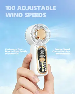 Handheld High-Speed Turbo Fan | 100 Adjustable Wind Speeds & LED Digital Display | USB-C Rechargeable Portable Mini Fan | Ultra-Quiet Brushless Motor | Personal Cooling Gadget for Travel, Outdoor & Summer Heat