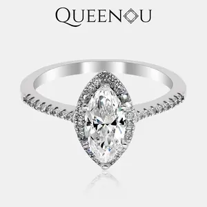 【843】Synthetic Moissanite 1CT Starlight Marquise Ring + Radiant V band - Elegant, Wedding, Anniversary, Fashion, Jewelry Gift