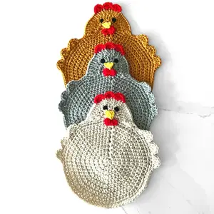 Loppy Puff - Farmhouse Trivet Potholder Crochet Chicken Potholder Easy Crochet Animal Gift