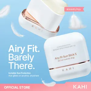 KAHI Airy Fit Sun Stick S SPF 50+ Official Product Triple Functional Broad Spectrum Face Sunscreen Stick - Waterproof, Sweatproof & Sandproof - Ultra-Lightweight & Non-Greasy Sun Shield - Korean Skin Care 0.49 oz