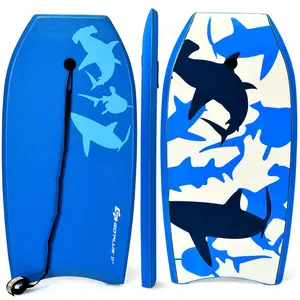 COSTWAY Boogie Boards for Beach, 41''/37''/33'' Lightweight Body Board with EPS Core, XPE Deck, HDPE Slick Bottom, Wrist Leash, Bodyboard for Kids Adults Surfing