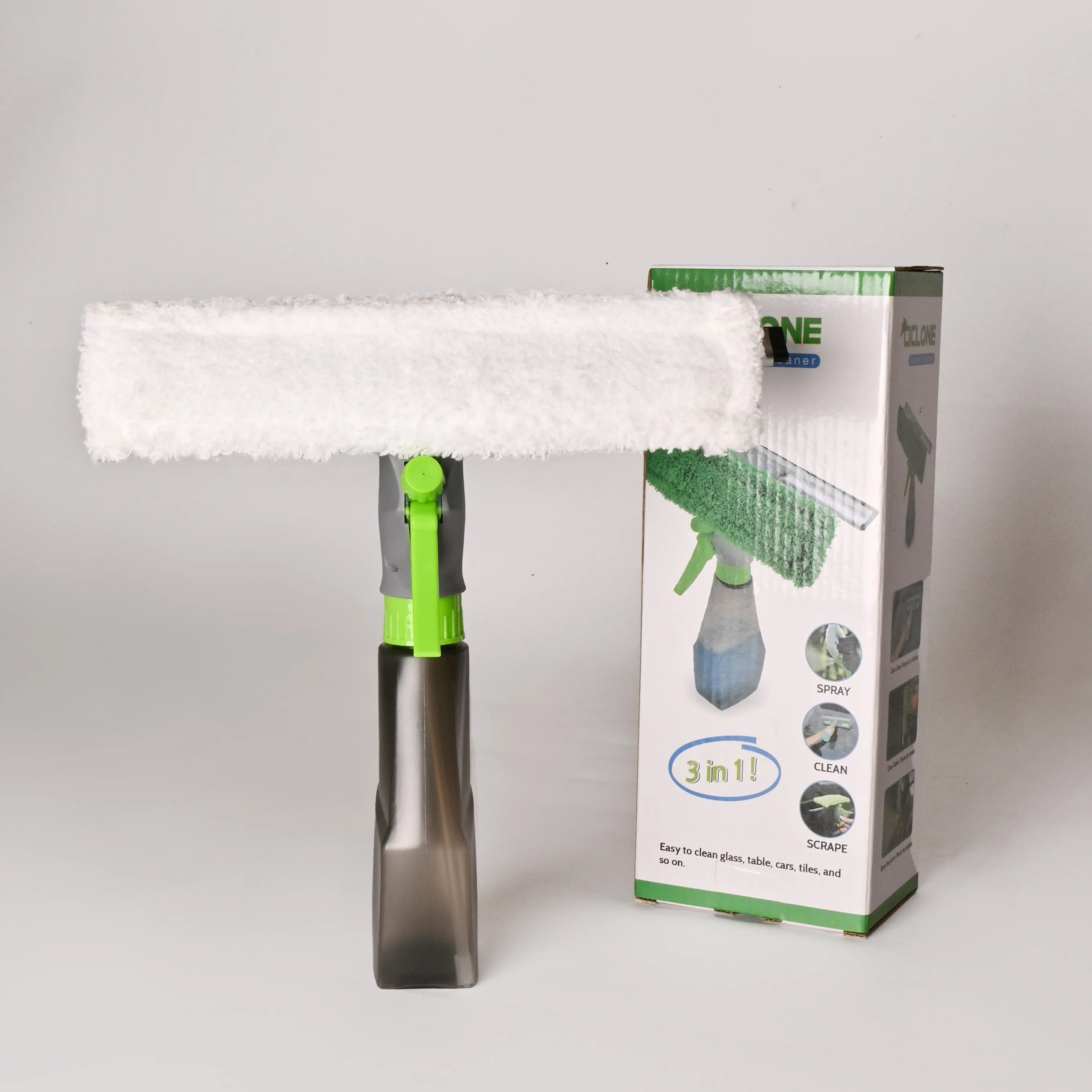 3-in-1 Multi-Function Cleaning Tool with Spray, Clean, and Scrape Features for Glass, Cars, and More