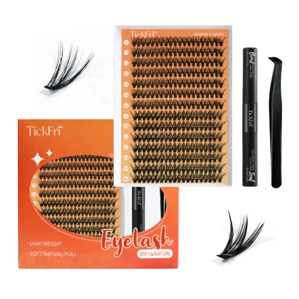 （Live）Feathery Lashes (8-16mm)- C-Curl-TickFri Lashes- DIY Cluster Lashes Kit - Natural Fluffy Wispy Lashes fake mink- Eyelashes