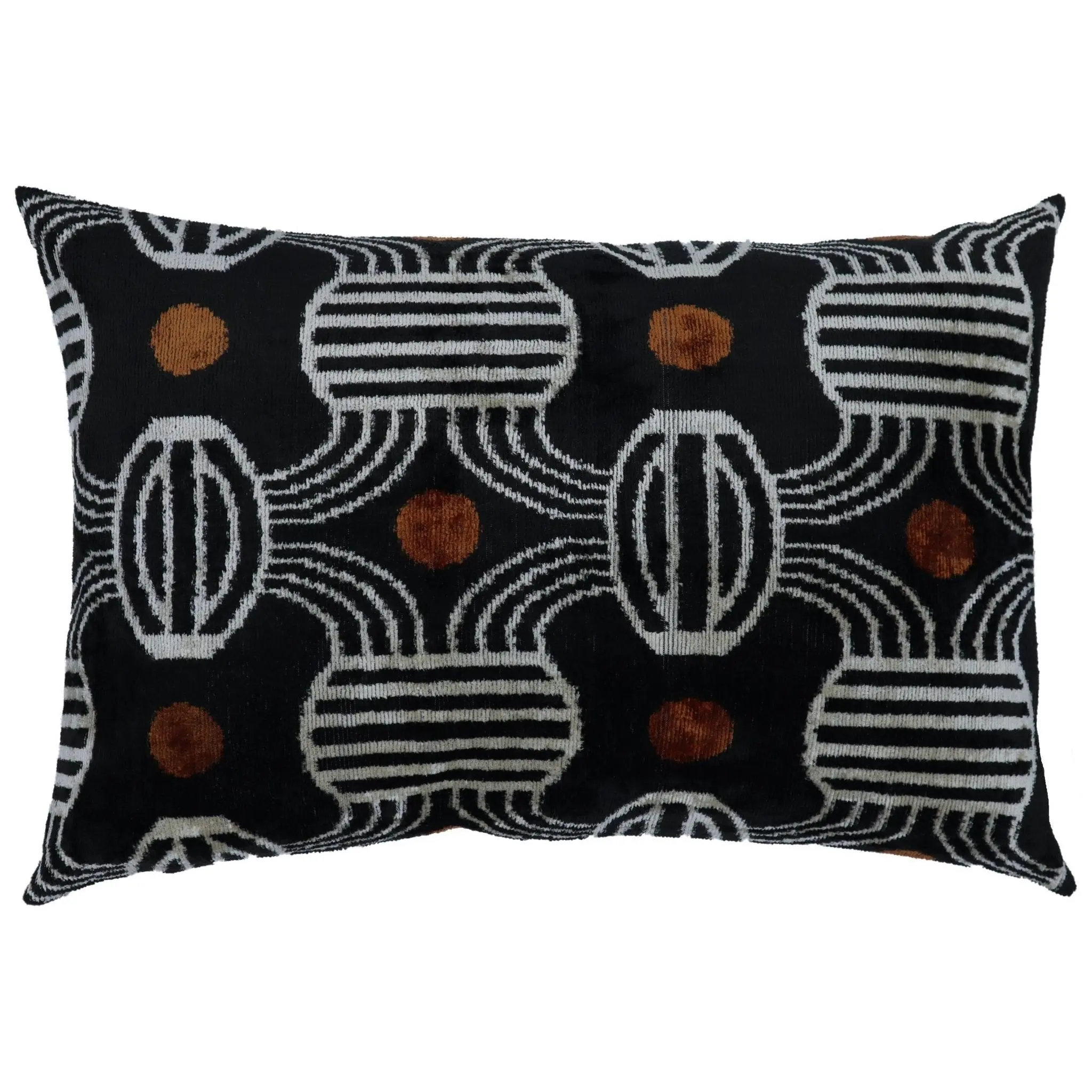 Canvello Black & Copper Silk Velvet Pillow 16x24 Handmade Luxury Lumbar Cushion