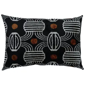 Canvello Black & Copper Silk Velvet Pillow 16x24 Handmade Luxury Lumbar Cushion