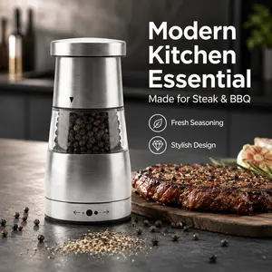 Adjustable Manual Black Pepper Mill, Creative Kitchen Utensil for Pepper Powder Seasoning, Utensils