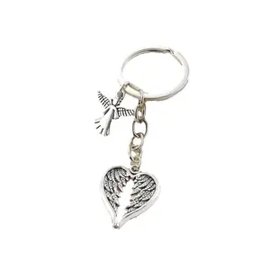 Fashion Guardian Angel Heart-shaped wing keychain Women's handbag Car hanging key chain Gift -HN331-6