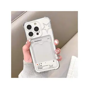 For Use With  16 Pro Max Hollow Star Cases  15 Plus 14 Pro Card Slot Phone Cover For  13/12/11 Photo Holder For  X/XS XSMAX New Style Shockproof Phone Case For  7/8 PLUS Protection Case Protector Screen Protector