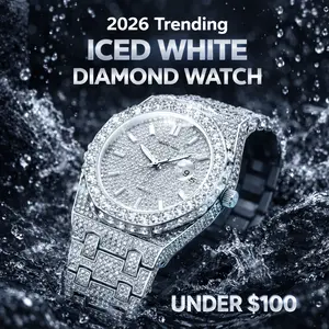 Men's 42mm Stainless Steel Water Resistant Round Face Silver Iced Out Watch - Diamond Dial Bustdown Design, Full Bling Hip Hop Jewelry, Luxury Everyday Wear, Premium Shine, Guys Gifts, Fashion Men's Watches, Water Resistant Watch