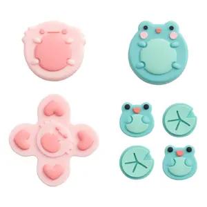 GeekShare Silicone Cross D-Pad Button Caps Set Joystick Cover - ABXY Key Buttons Sticker Compatible with Switch/OLED Joystick - Frog & Axolotl