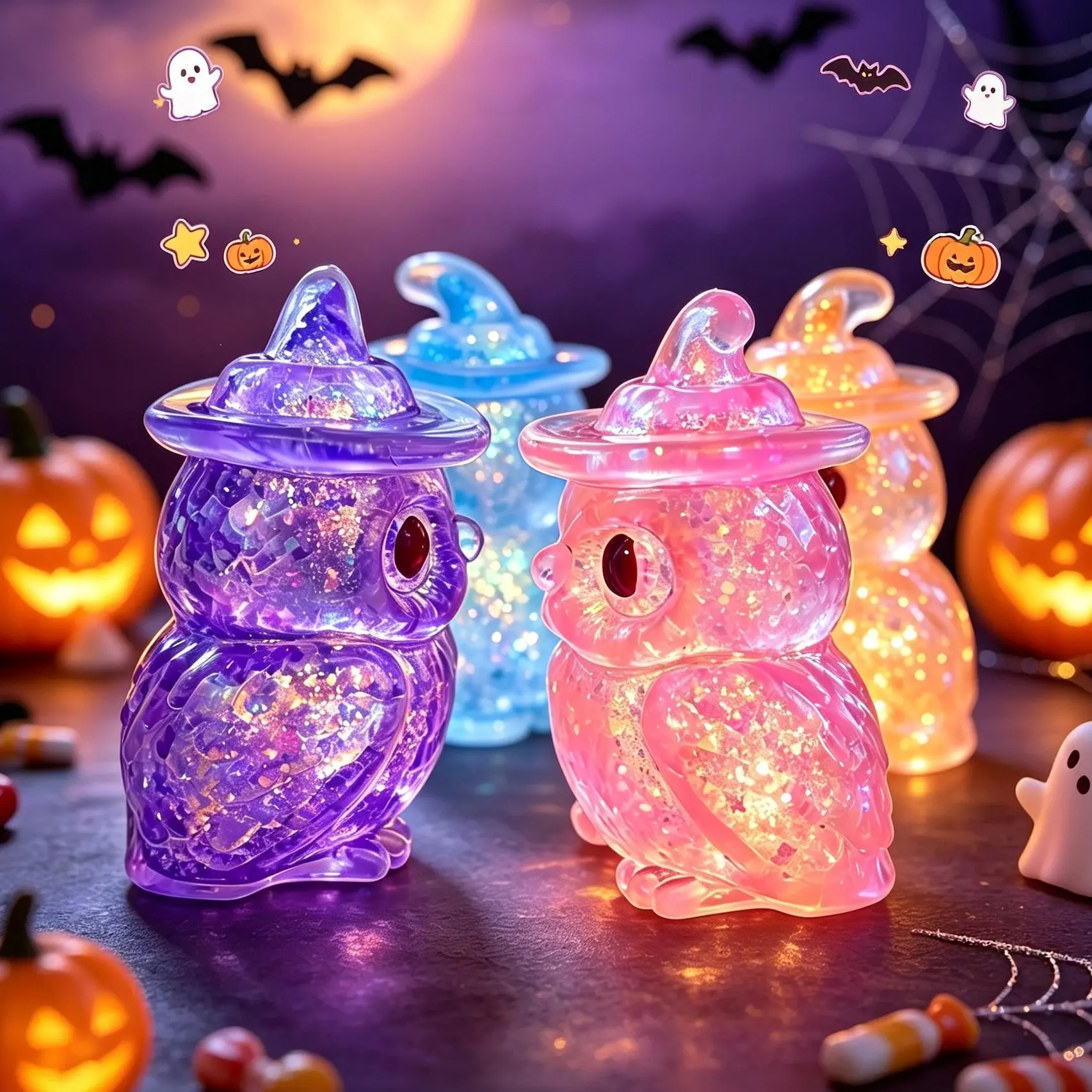 [Sugar Ghost Owl Squishy] Halloween Series Soft Cute Animal Squishies Handmade DIY Stress Ball for Gifts