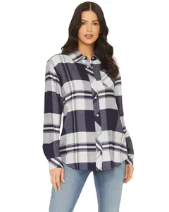 Idyllwind Women's Shadowood Plaid Print Long Sleeve Snap Flannel Shirt - Iwfa25w68-Ind