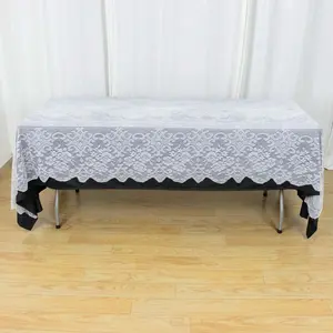 Lace Rectangular Oblong Tablecloth 60"x108" White with Premium Design - Perfect for Dining and Gatherings