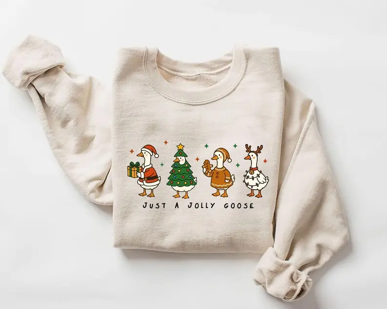 Just a Jolly Goose Sweatshirt, Funny Goose Sweatshirt, Silly Goose Girly Christmas Sweatshirt, Christmas Sweatshirt, Merry Goosey Sweatshirt, Gildan for Men and Women, Gift for Him or Her