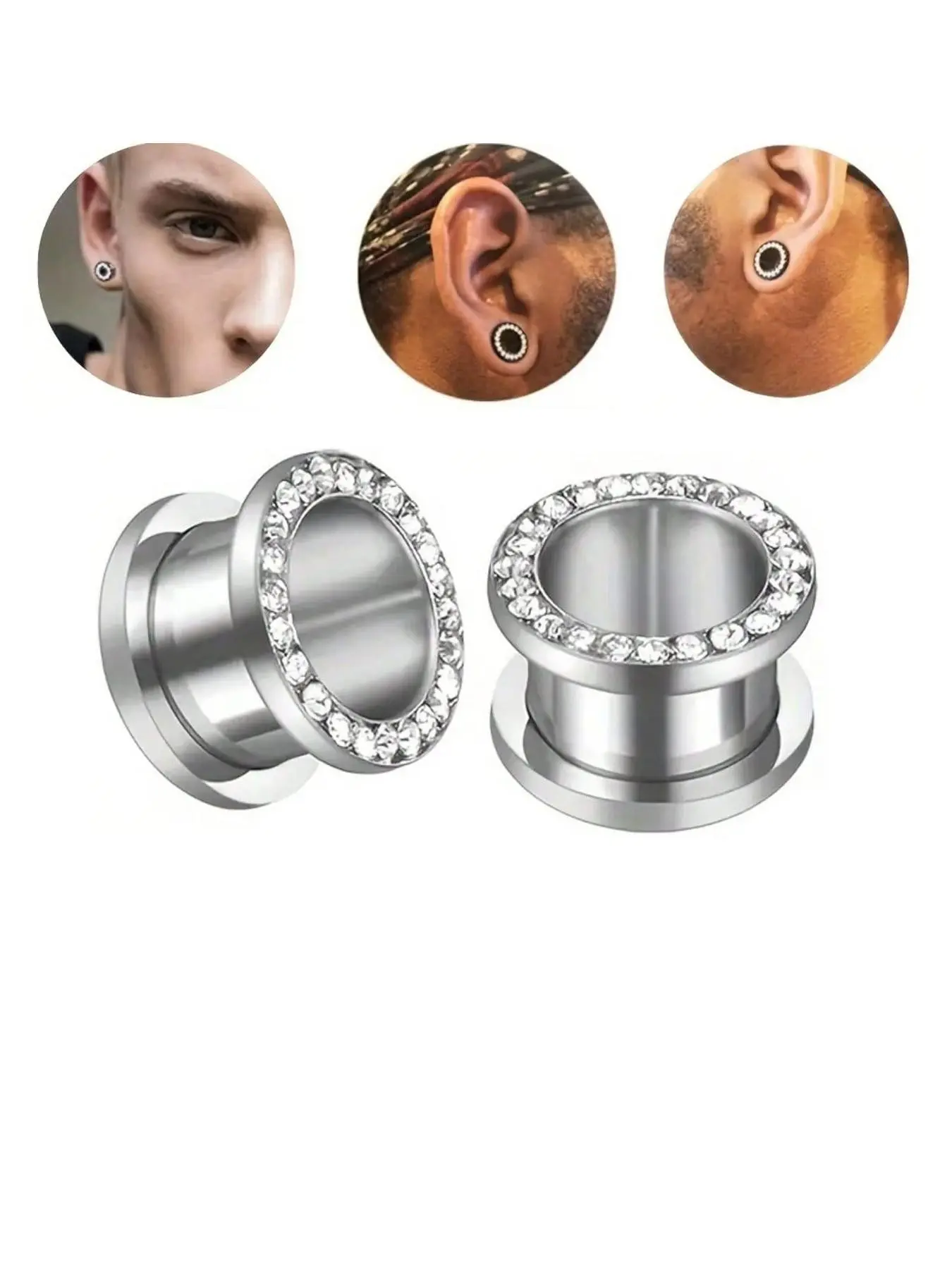 Stainless Steel Zirconia Cz Bling Stud Earrings Set, Sparkling Ear Jewelry, Ear Piercing Jewelry Accessories, Trendy Jewellery Accessories, Colorful Ear Gauges Expander, 4-16mm Sizes Available, Ear Studs, Trendy Accessories