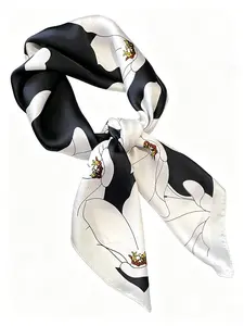 Women's Elegant Flower Pattern Scarf, Floral Embroidered Scarf, Casual Soft Comfortable Shawl for Daily Wear, Fashion Accessories for Women & Girls