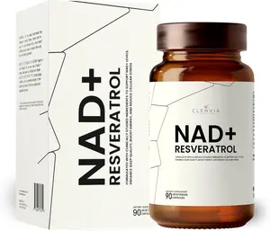 CLENVIA NAD+ Supplement with Resveratrol – 900mg Advanced NAD+ Complex – 500mg Nicotinamide Riboside, 150mg Quercetin Phytosome, 150mg Trans-Resveratrol – 90 Vegan Capsules – USA Made, Third-Party Tested