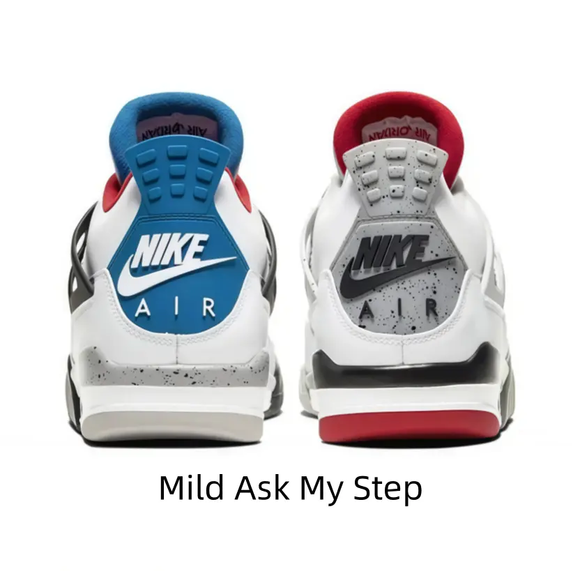 Two-Tone Mismatched Retro Basketball Sneakers White Base Blue Red Contrast Footwear