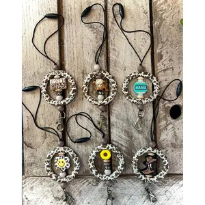 Brown Cowhide Car Mirror Dangle Brown Cowhide Car Mirror Dangle