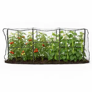 ANLEOLIFE Garden Tunnel Trellis System for Raised Beds, 2-in-1 Modular Design with Clear or Insect Net Cover, Freestanding Heavy Duty Metal Frame, Season Extension Greenhouse & Pest Control Nursery Cage for Seedlings and Climbing Vegetables