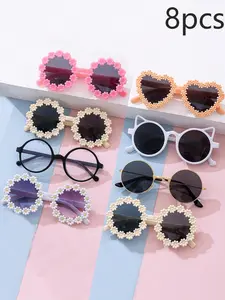 New Trendy Kids Glasses Set, Cute Flower Frame, Multiple Styles, Outdoor Versatile Wear, Beach Photo Fashion Eyewear