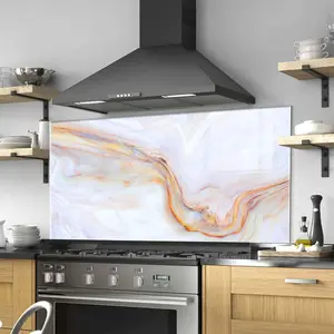 GCKG Marble texture pattern Tempered Glass Kitchen Backsplash, Stove Back Cover, Stove Splashback, Cutting Board, Kitchen Wall Decor Style1