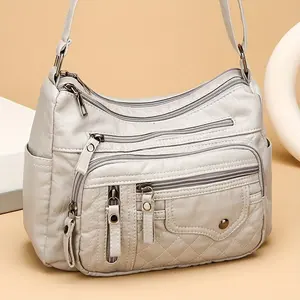 Casual crossbody bag, large capacity slanted backpack, adjustable shoulder strap, zip closure, polyester lining, floral pattern