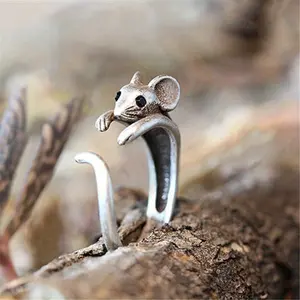 Creative Design Rat Rings Retro Open Adjustable Animal Rings for Women Personality Ring Jewelry Party Exquisite Rings Gift