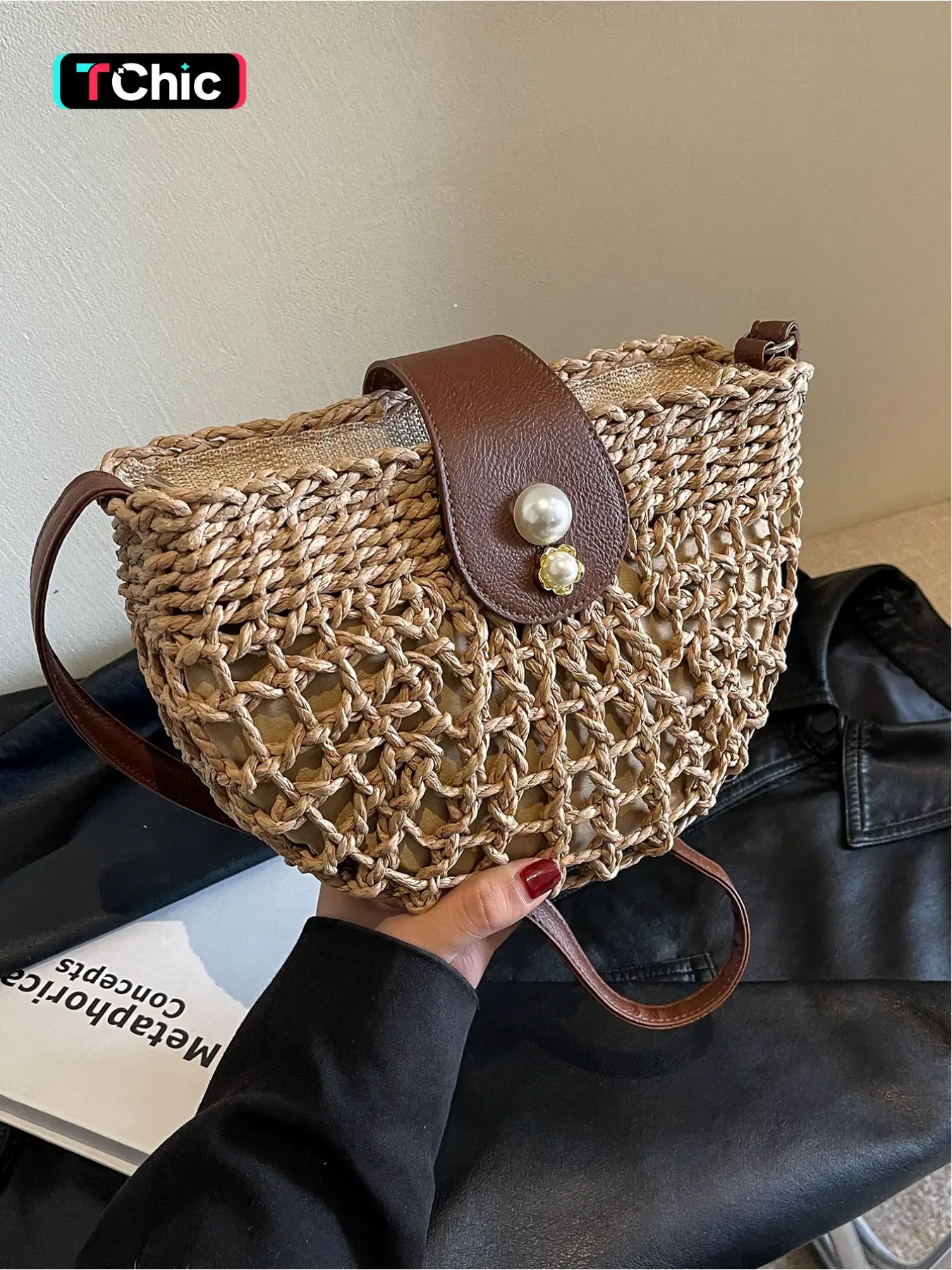 Fashion trend handbag, niche design woven bag, beach vacation bag, single shoulder crossbody bag, armpit saddle bag, Fashionable Bohemian Bag, Crochet Shoulder Bag, Casual Trendy Purses