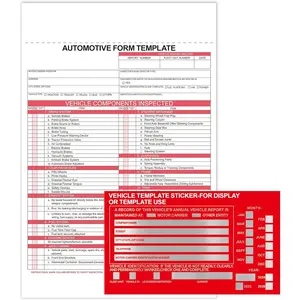 Red Vehicle Form Template Sticker,5 Sets Vehicle Information Template Sheet and Stickers,Car Record Sample,Writable Blank Sheet for Display or Template Use