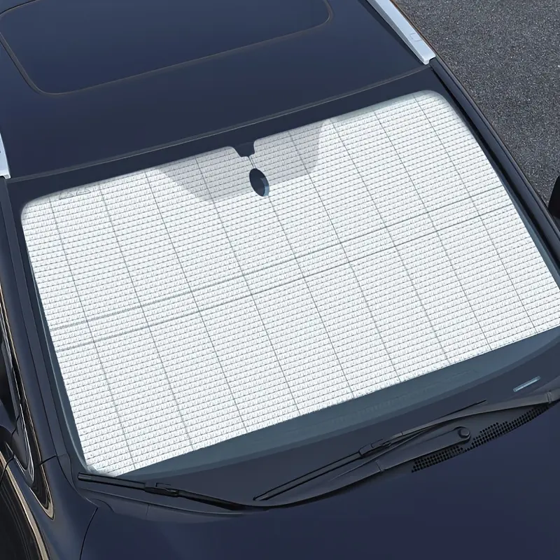 Car Windshield Sunshade Cover - Portable Accordion-Folding Sun Shade, Reflective Aluminum Foil, Thick Bubble Material, Block Heat & UV for Summer Driving, Cuttable to Fit Truck SUV Van