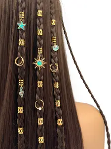 46pcs Baroque Sea Elements Dreadlocks Hair Accessories, Summer Hair Jewelry for Dances and Parties, Music Festival Essentials
