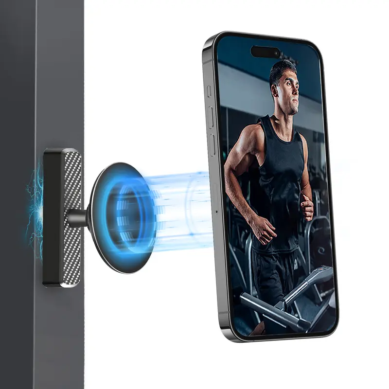 JUSIEX Magnetic Cellphone Stand - 360° Adjustable, Portable Strong Magnet Mobile Phone Mount for Gym Workout Hands-Free Recording, Fitness Essential Accessory, Compatible with iPhone 17-12 & Android Smartphones, Ideal Gift for Fitness Enthusiasts