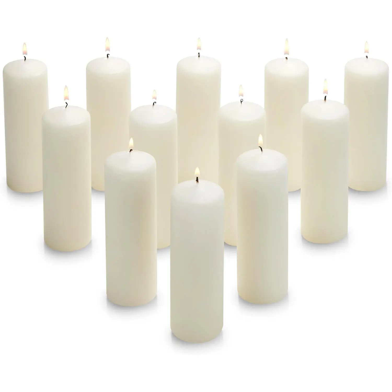 Pillar Candles - 2x6 Unscented Candle Set of 12- Dripless, , and Clean  Household Dinner Candles -  for Weddings, Parties, Dinners - Set of 12 ()