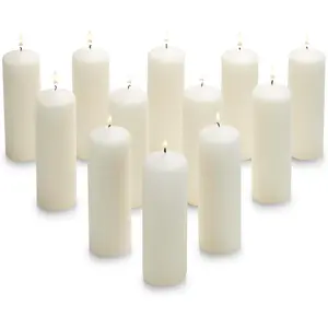 Pillar Candles - 2x6 Unscented Candle Set of 12- Dripless, , and Clean  Household Dinner Candles -  for Weddings, Parties, Dinners - Set of 12 ()