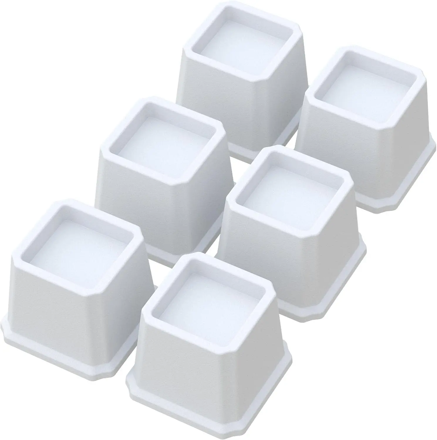 Bed Risers 3 Inch Heavy Duty Bed Elevators, Set of 6 Lifts Up 3,000 lbs Furniture Riser for Sofa and Table, White