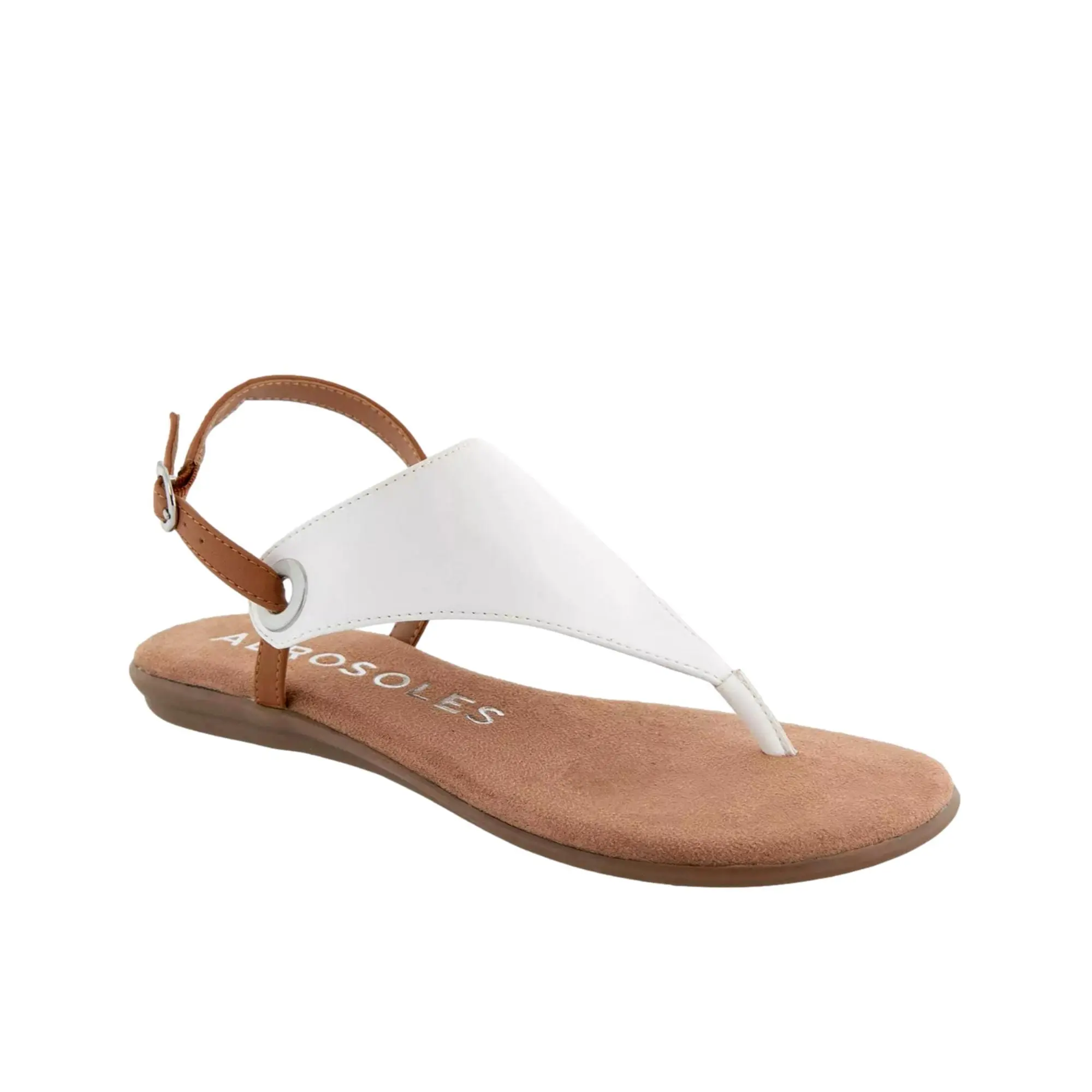 Aerosoles In Conchlusion Thong Sandal White / Cognac  IN-CONCHLUSION-155 Women's