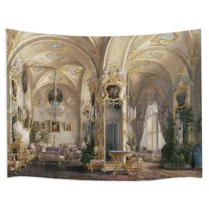 Medieval French Palace Garden Extra Large Tapestry Wall Hanging Art European Palace Interior Design Tapestry Wall Hanging Acrylic Pendant Ornament For Living Room Bedroom Wedding Gift For Home Decor Lovers