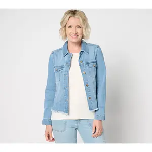 Liverpool Los Angeles Trucker Jacket with Fray Hem - Willow Valley