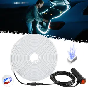 DIBMS 168inch Dynamic LED Car Trunk Light Strip White Magnetic Sensor Automatic Shut-Off Start-Up Function Decorative Ambient Lighting Strip,