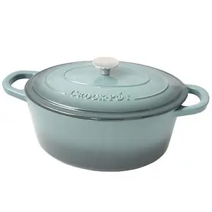 CrockPot Zesty Flavors 7 Quart Enameled Cast Iron Oval Dutch Oven in Slate Grey