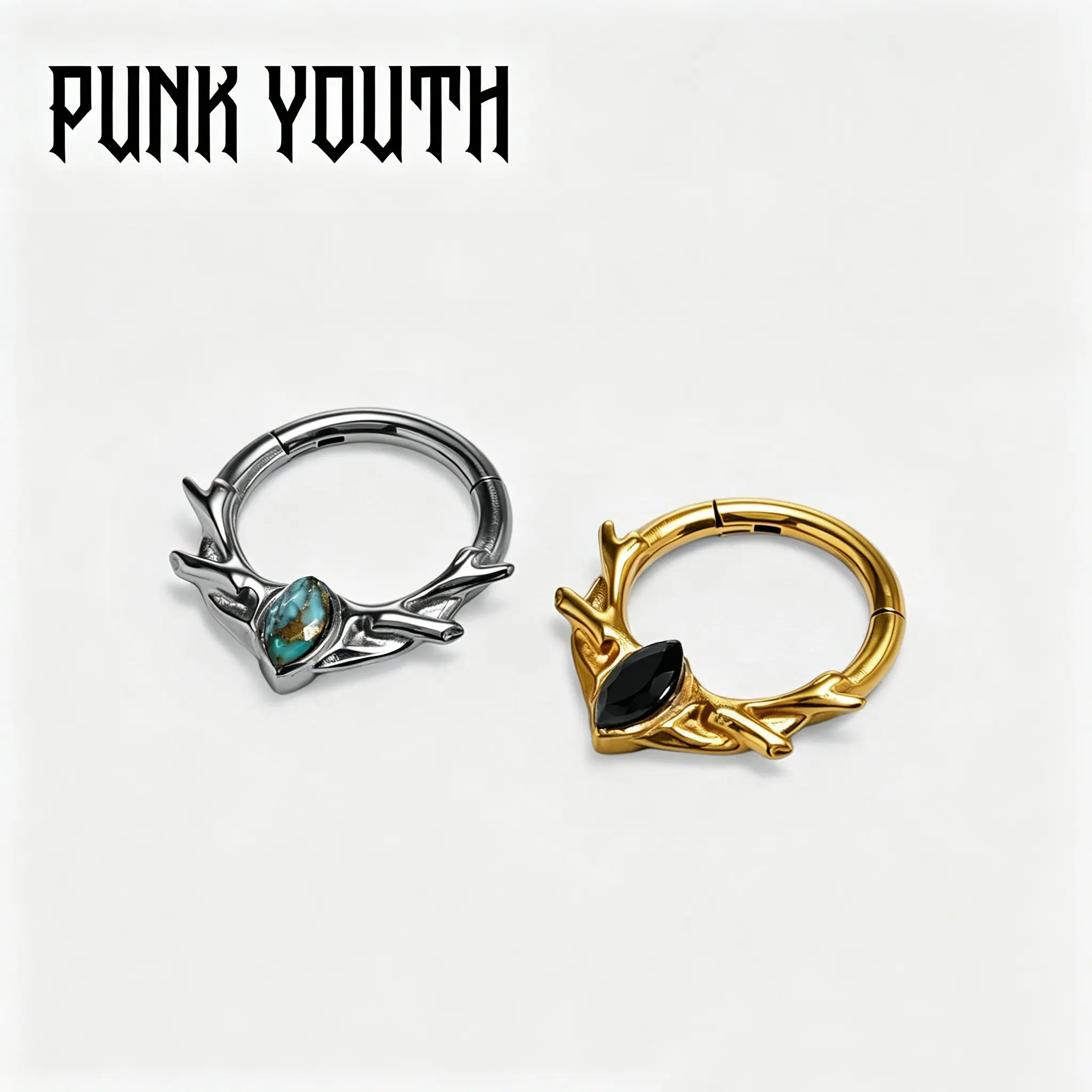 WITCHWOOD Hypoallergenic • Nickel-Free • Corrosion-Resistant • Skin-Friendly  ANTLER MARK CLICKER Nose ring